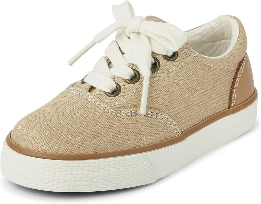 The Children's Place Baby Boys Casual Lace Up Low Top Sneakers, Tan Canvas | Amazon (US)