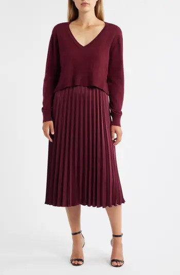 Pleated Slipdress and Sweater Set | Nordstrom