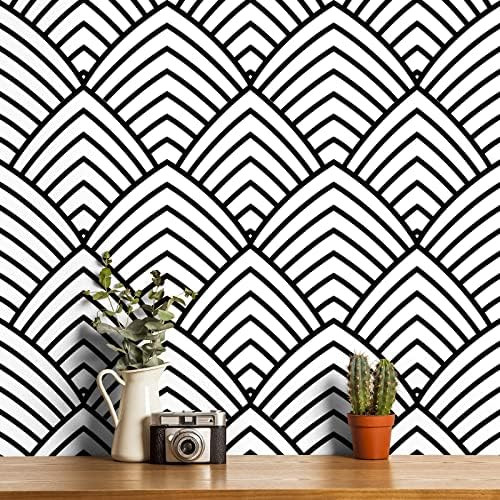 Black and White Contact Paper Modern Stripe Peel and Stick Wallpaper 17.7 inch x 78.7 inch Black and | Amazon (US)