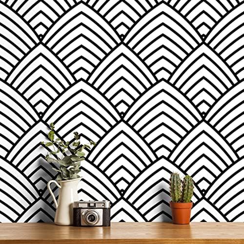 Black and White Contact Paper Modern Stripe Peel and Stick Wallpaper 17.7 inch x 78.7 inch Black and | Amazon (US)