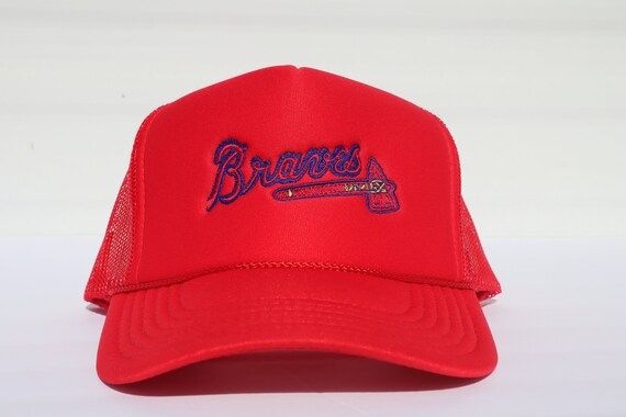 New Embroidered Atlanta Braves, Red Mesh Trucker SnapBack Hat Cap | Adult Size | Etsy (US)