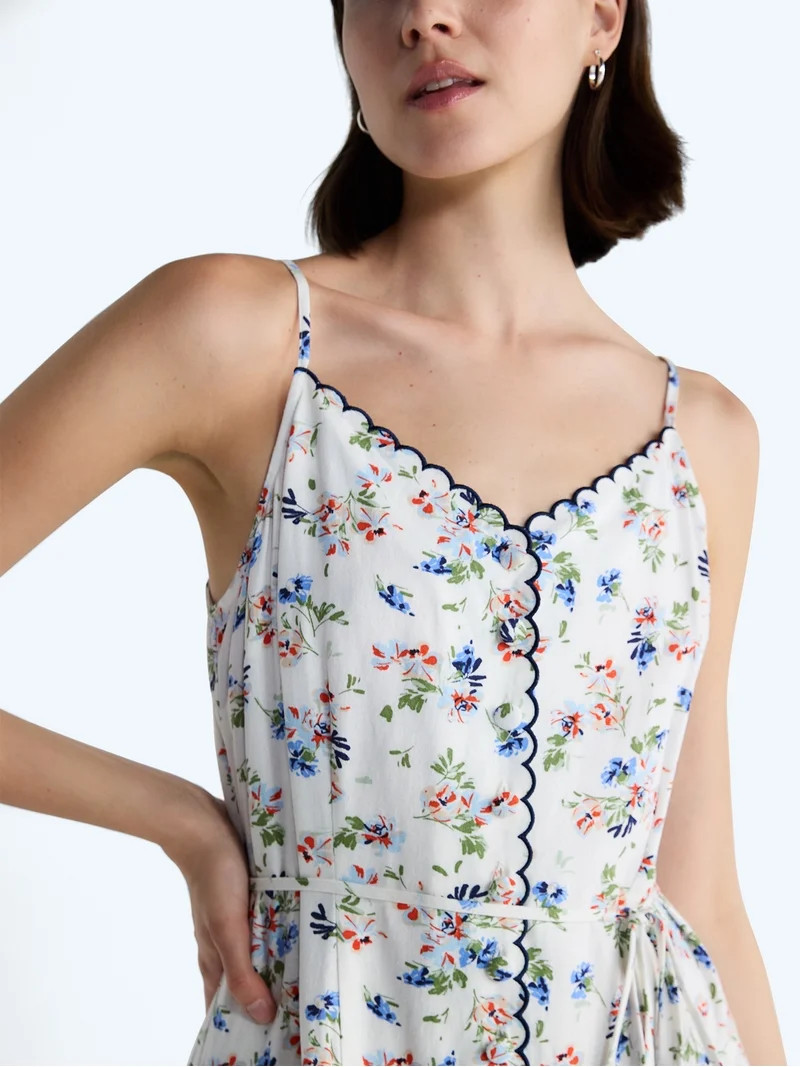 Free Assembly Women's Linen Blend Sleeveless Belted Midi Dress, Sizes XS-XXL | Walmart (US)