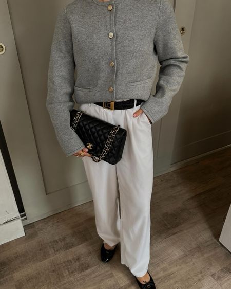 Perfect transitional outfit love this new cardigan jacket from Abercrombie paired with cream tailored trousers and ballet flats 

#LTKstyletip #LTKSeasonal