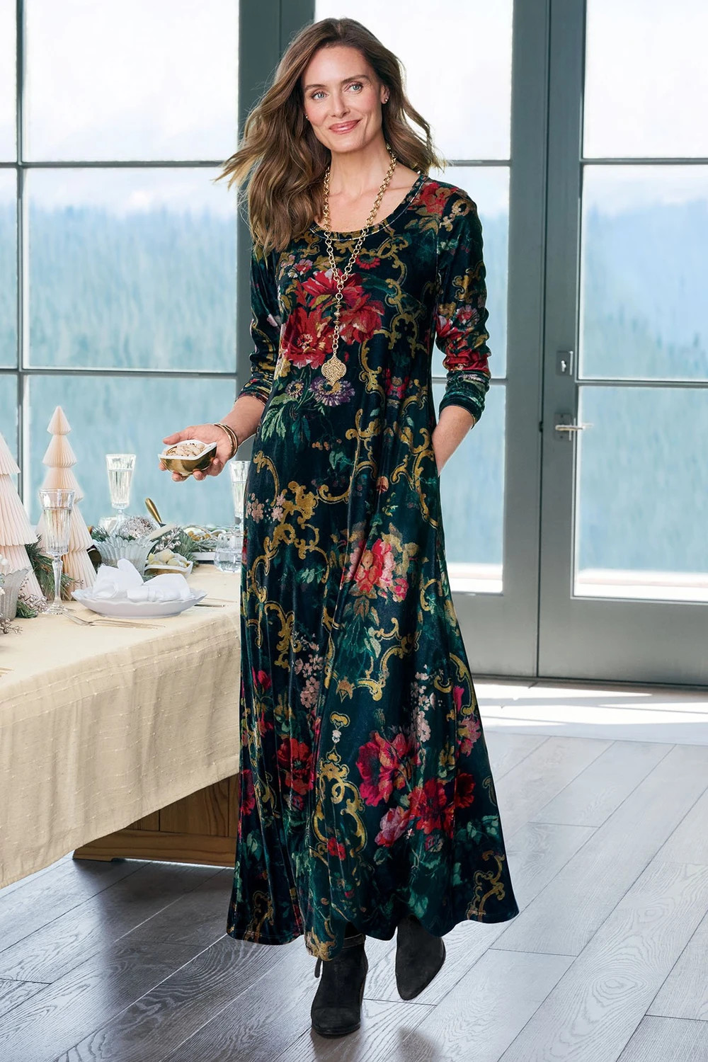 Santiago Stretch Velvet Dress | Soft Surroundings