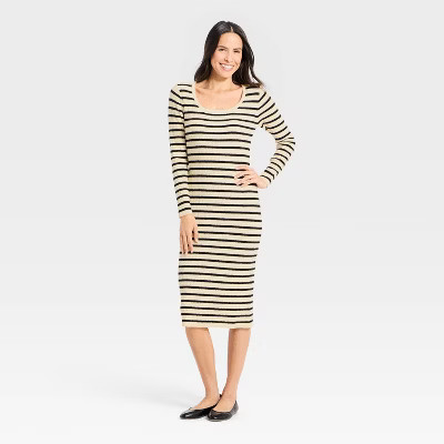 Women's Long Sleeve Textured Transitional Midi Sweater Dress - Universal Thread™ | Target