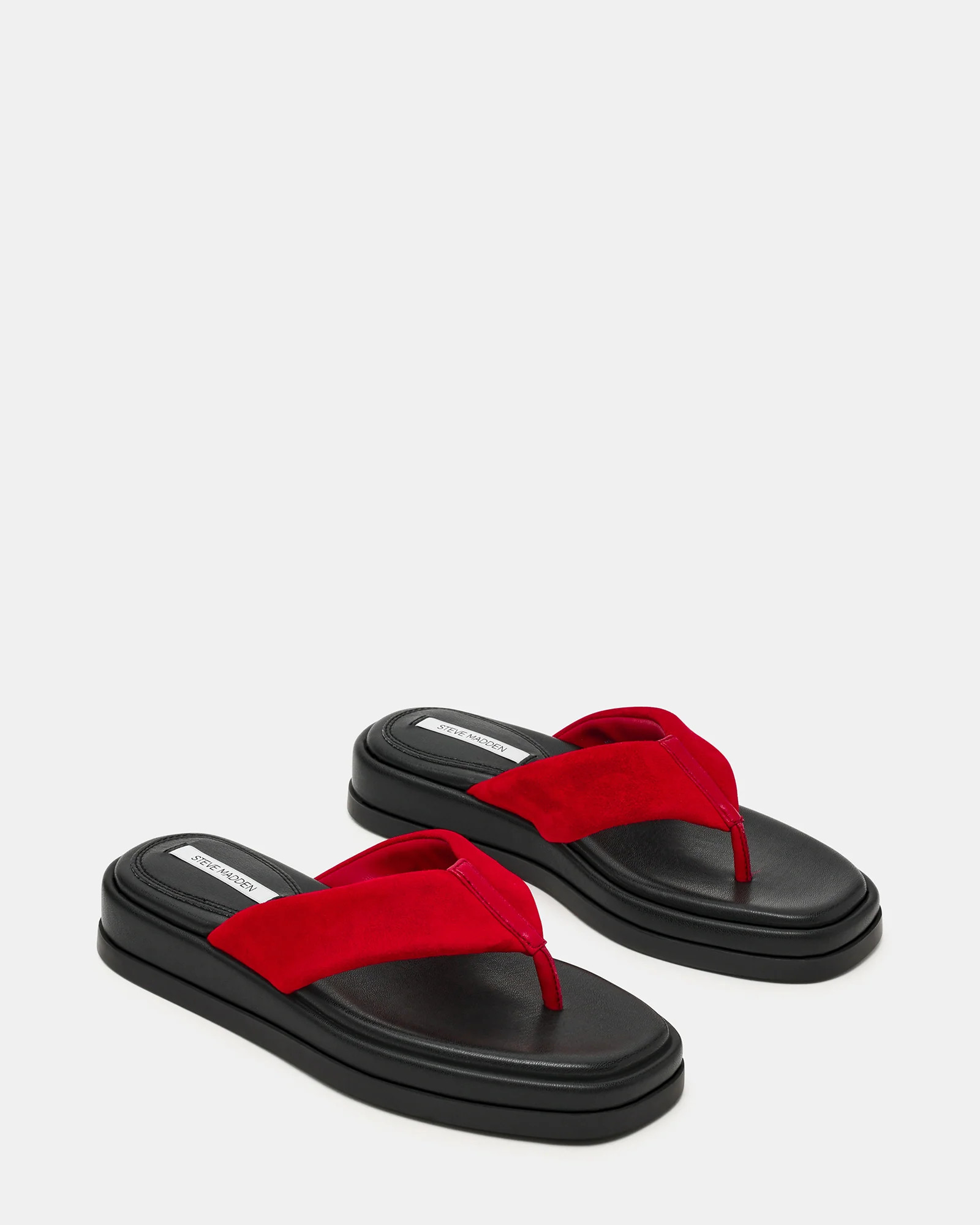 BELLA Red Suede Thong Square-Toe Platform Women's Sandal | Steve Madden (US)