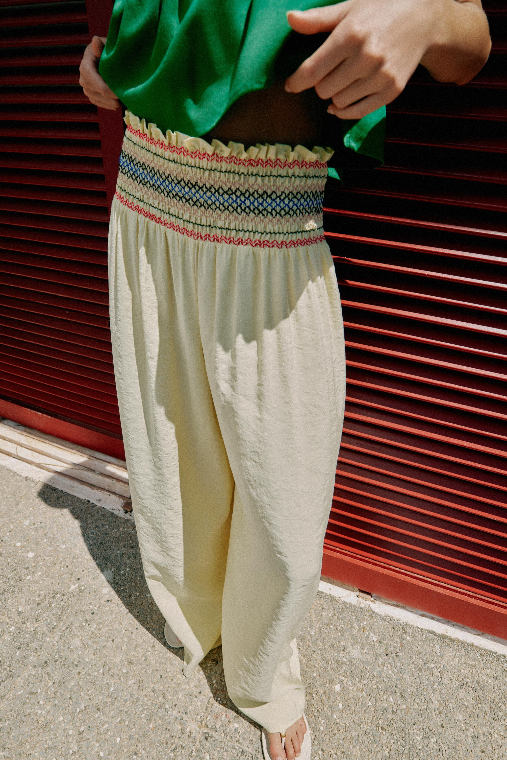 ELASTIC WAIST WIDE LEG PANTS | Zara US