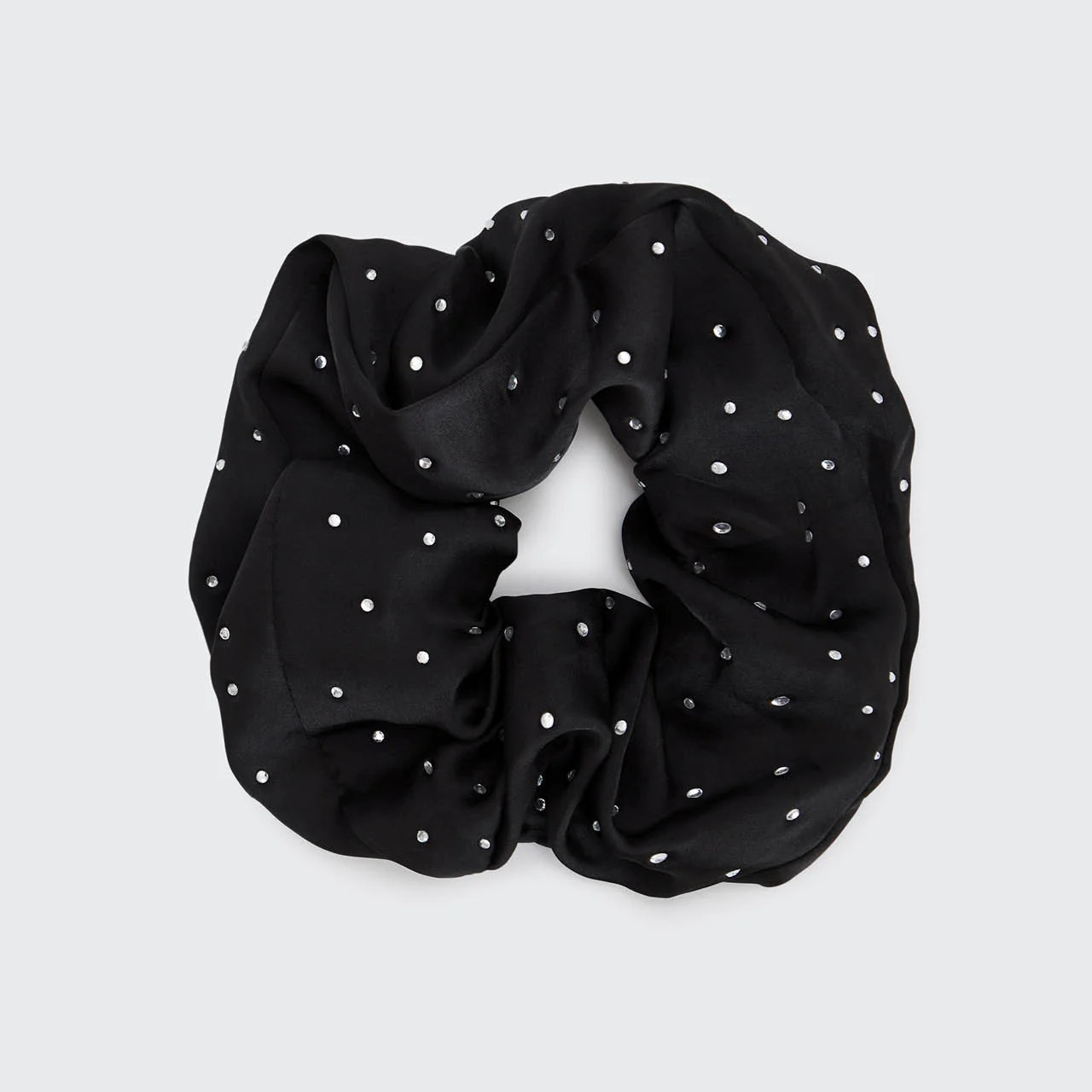 Satin Rhinestone Brunch Scrunchie - Black | Kitsch