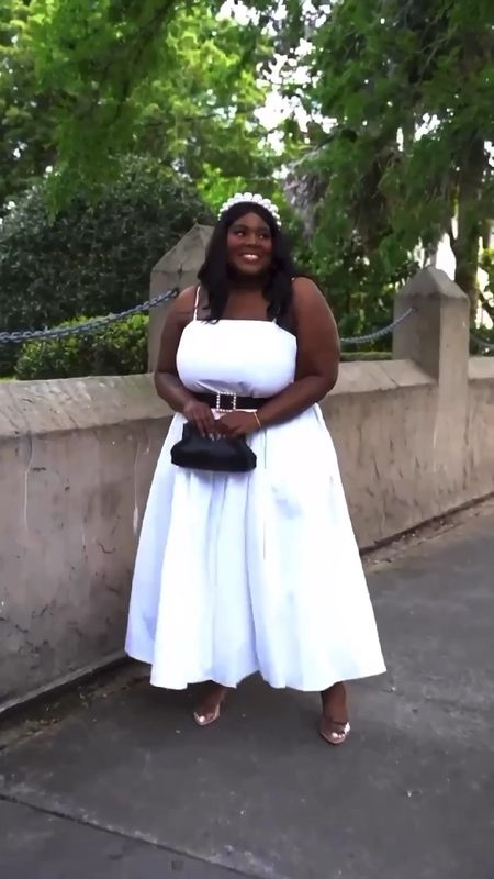 this dress is under $40 and comes in a blue stripe option. Wearing a size 20.

Strapless bra linked as well. Headband is old but I’ve linked something similar 

White dress, spring dresses, wedding rehearsal dress, vacation outfit, plus size fashion

#LTKfindsunder50 #LTKplussize #LTKsalealert