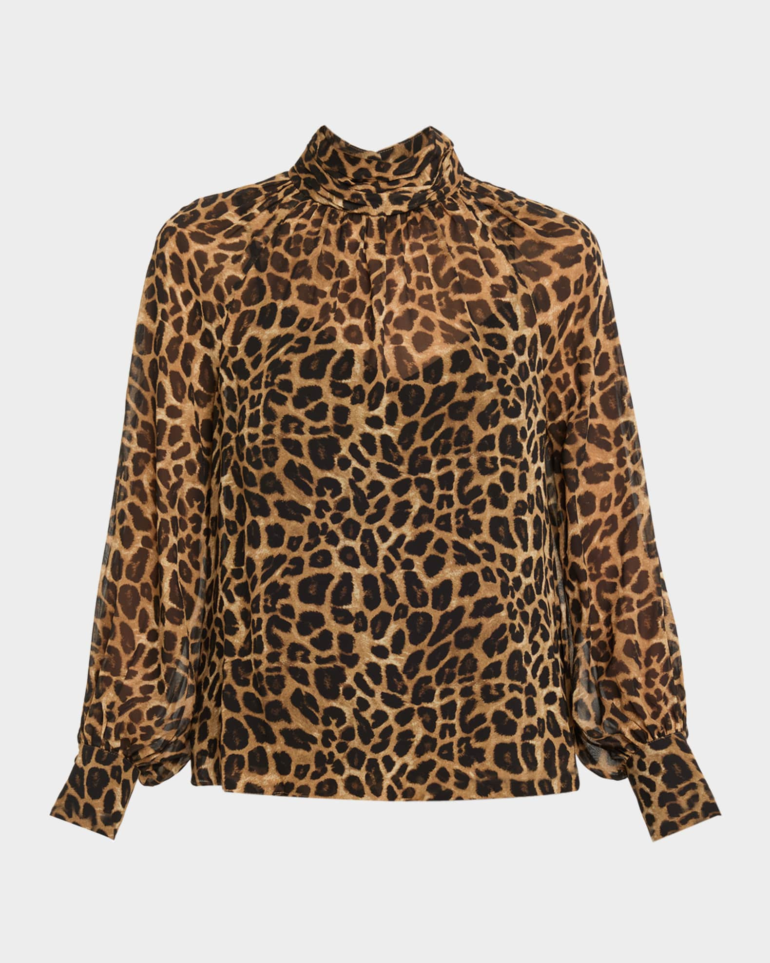 Alyssa Leopard Silk Chiffon Blouse | Neiman Marcus