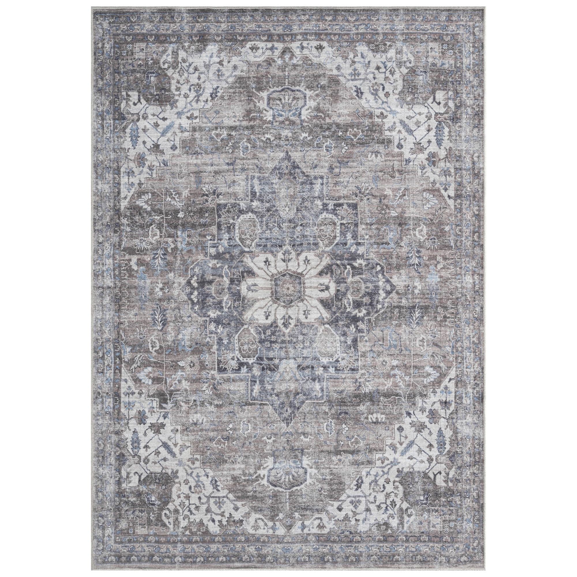 Everwash™ Callaghan Esther Bohemian Medallion Machine Washable Area Rug, Grey, 6'6"x9'2" | Walmart (US)