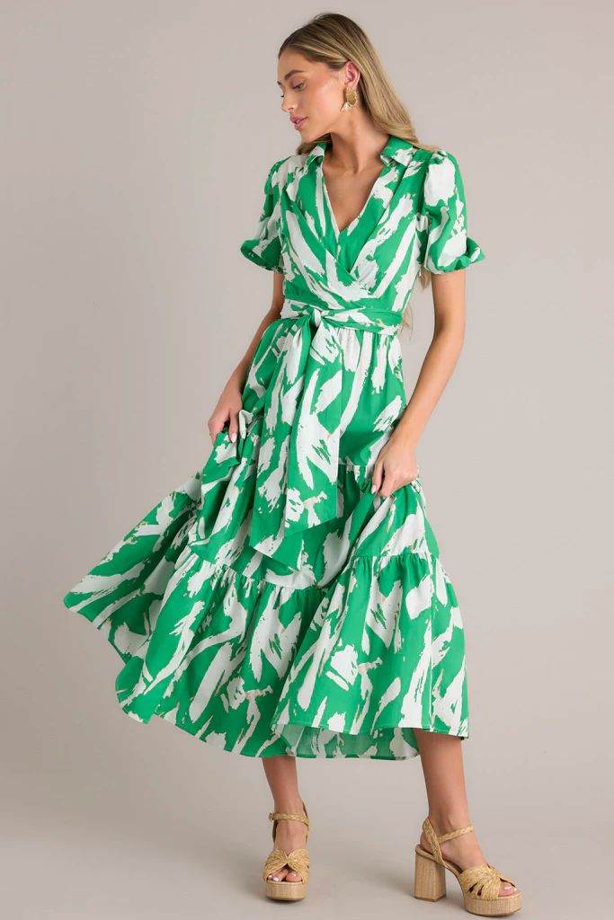 Not Just Anyone Kelly Green Abstract Print Maxi Dress | Red Dress