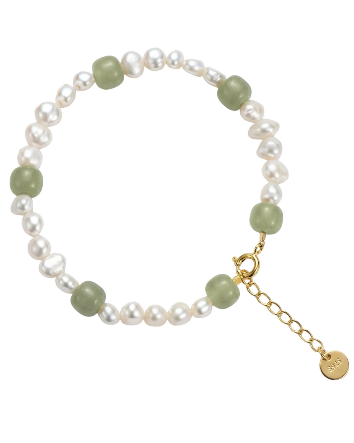 seree Isabelle — Pearl and green jade bracelet - Green | Macy's