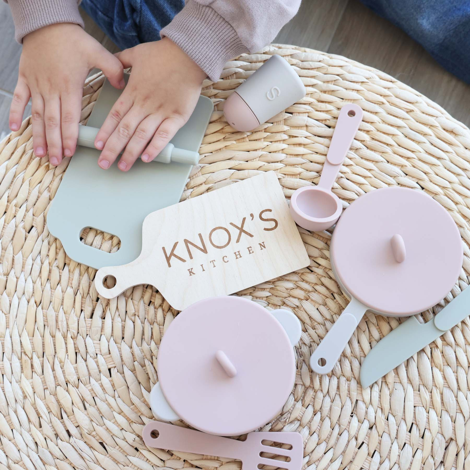Silicone Play Kitchen Set with Personalized Cutting Board | Garden | Caden Lane