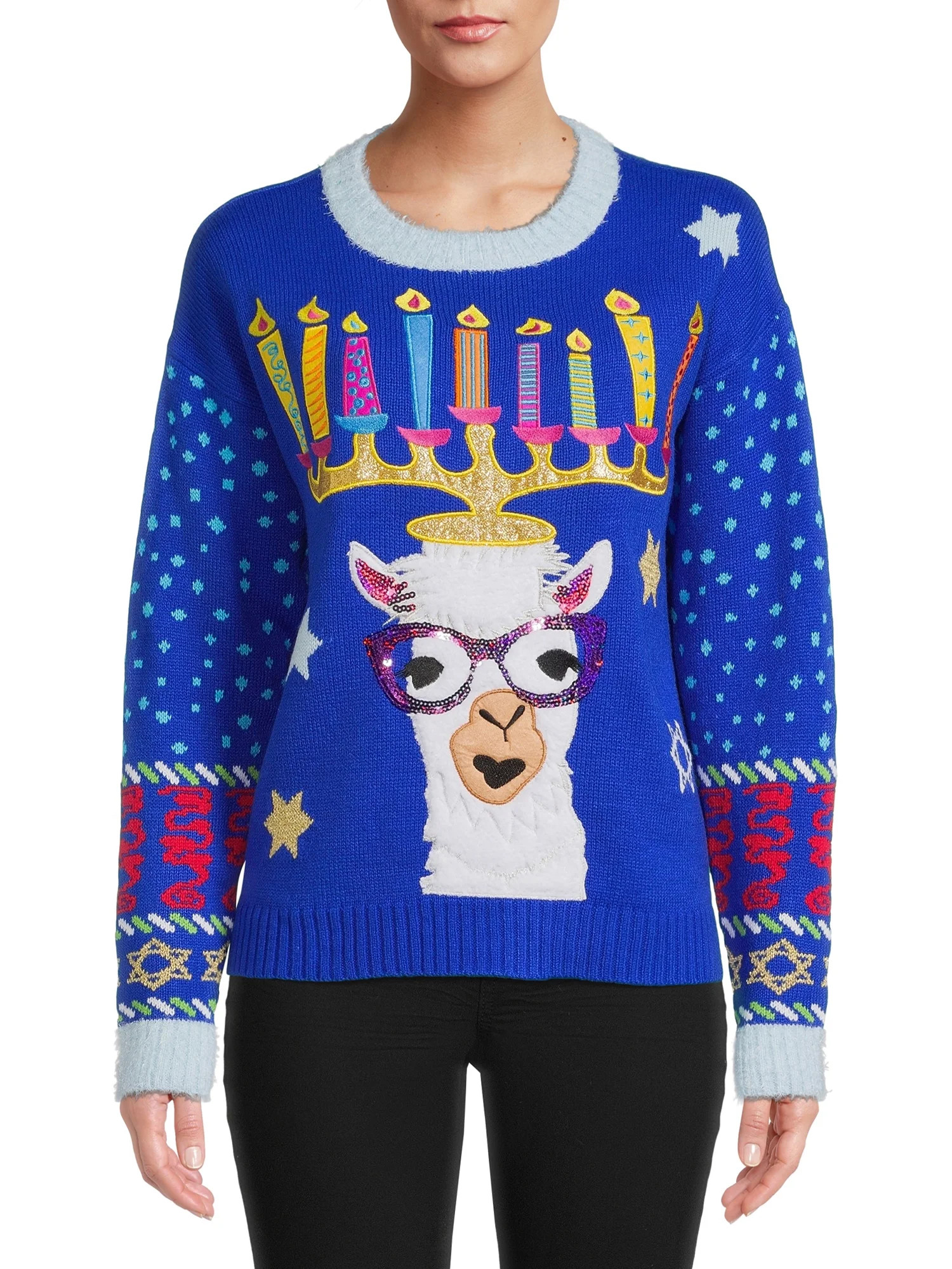 Holiday Time Women's and Women's Plus Size Channukah Sweater and Headband Set, 2-Piece | Walmart (US)