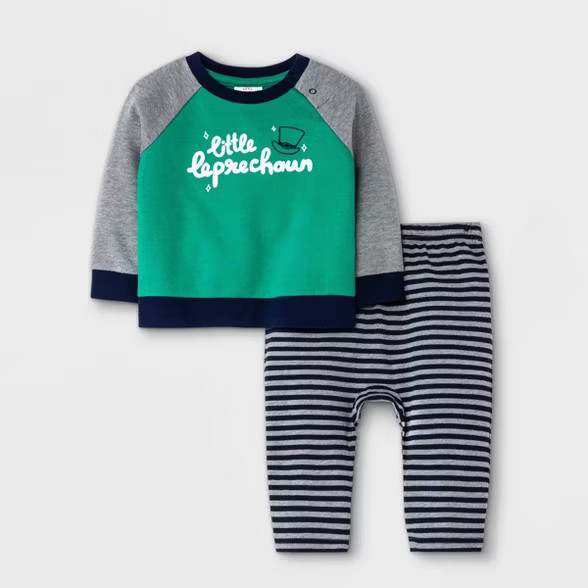 Baby Boys' St Pat's Little Leprechaun Top & Bottom Set - Cat & Jack™ Green | Target