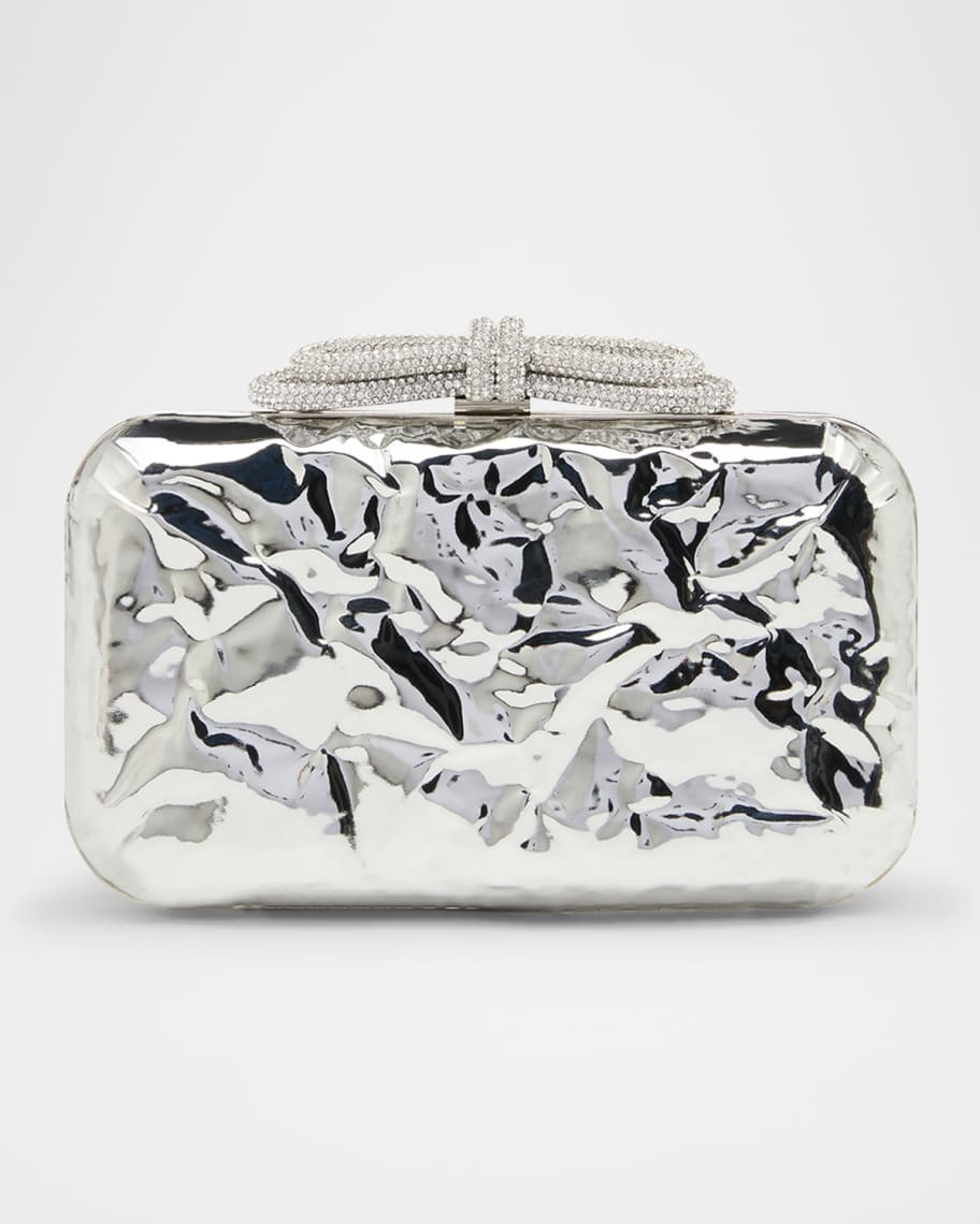 MACH & MACH Double Bow Wrapped Mirror Leather Clutch Bag | Neiman Marcus