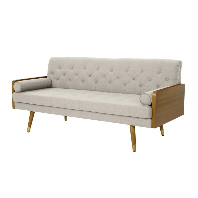 Noble House Orlando Mid Century Modern Tufted Fabric Sofa, Beige | Walmart (US)