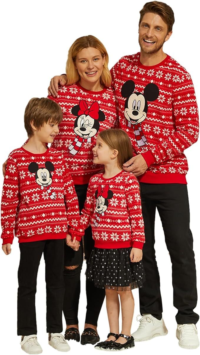 Disney Family Matching Christmas Sweatshirts Boys Girls Funny Holiday Minnie Mickey Christmas Sno... | Amazon (US)