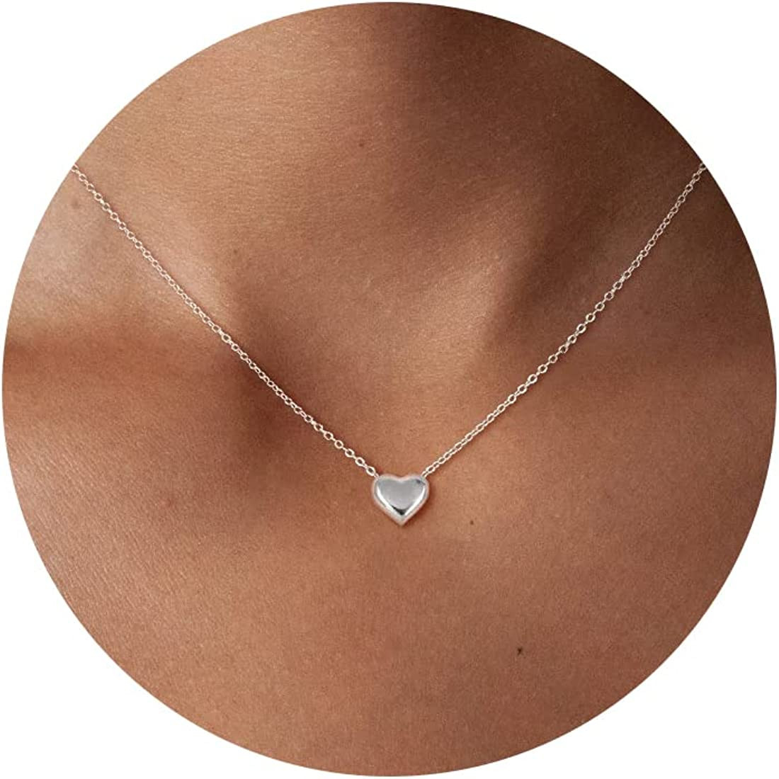 Picuzzy Heart Necklaces for Women, 14k Gold/Sterling Silver Heart Necklace Cute Open Heart Neckla... | Amazon (US)