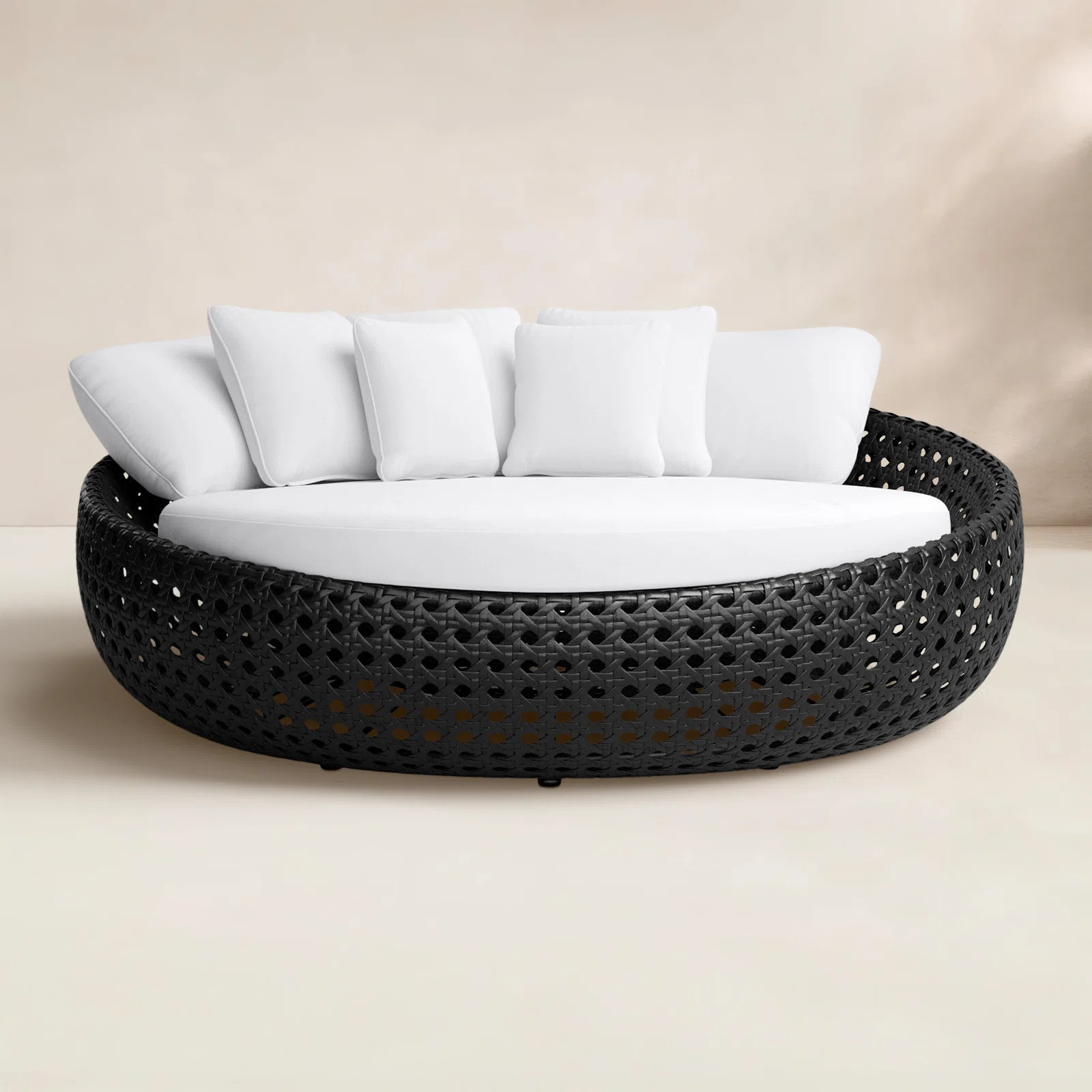 Claymore 82.5'' Wide Curved Premium All-Weather Wicker Patio Daybed with Sunbrella® Cushions | Wayfair North America