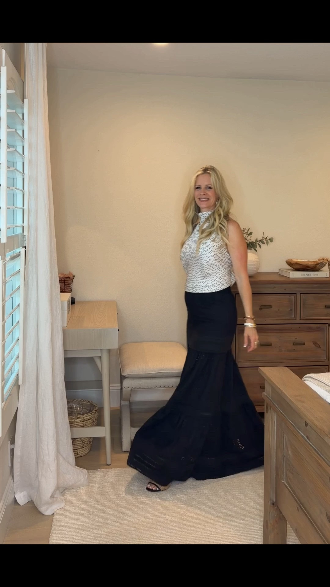 Feeling beach in this beautiful Alice & Olivia maxi skirt and Alexis polka dot top. Perfect for meeting friends for dinner on a hot late summer night in SD.

#LTKdayinmylife #LTKOver40