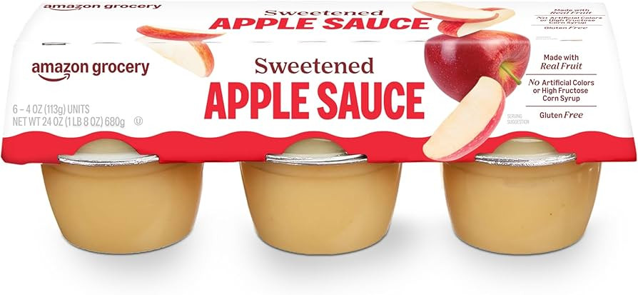 Amazon Grocery, Sweetened Apple Sauce, 4 Oz, Pack of 6 (Previously Happy Belly, Packaging May Var... | Amazon (US)