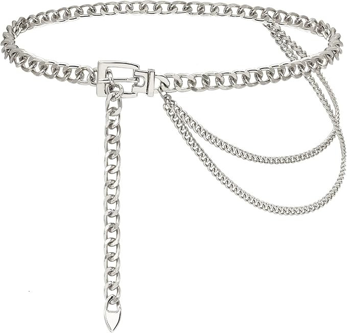 Suyi Chain Belt for Women Girls Gold Metal Waist Chain Multilayer Chunky Chain Belts for Dress | Amazon (US)
