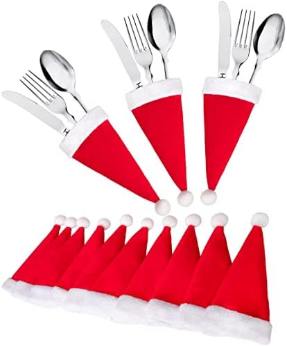 jollylife 38Ct Christmas Santa Hats Silverware Holders - Xmas Party Dinner Table Dinnerware Decor... | Amazon (US)