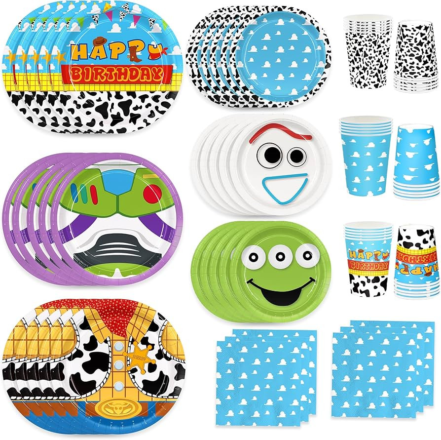 120pcs Birthday Party Supplies Include Cloud Plates Napkins Cup Dessert Plates Disposable Paper T... | Amazon (US)