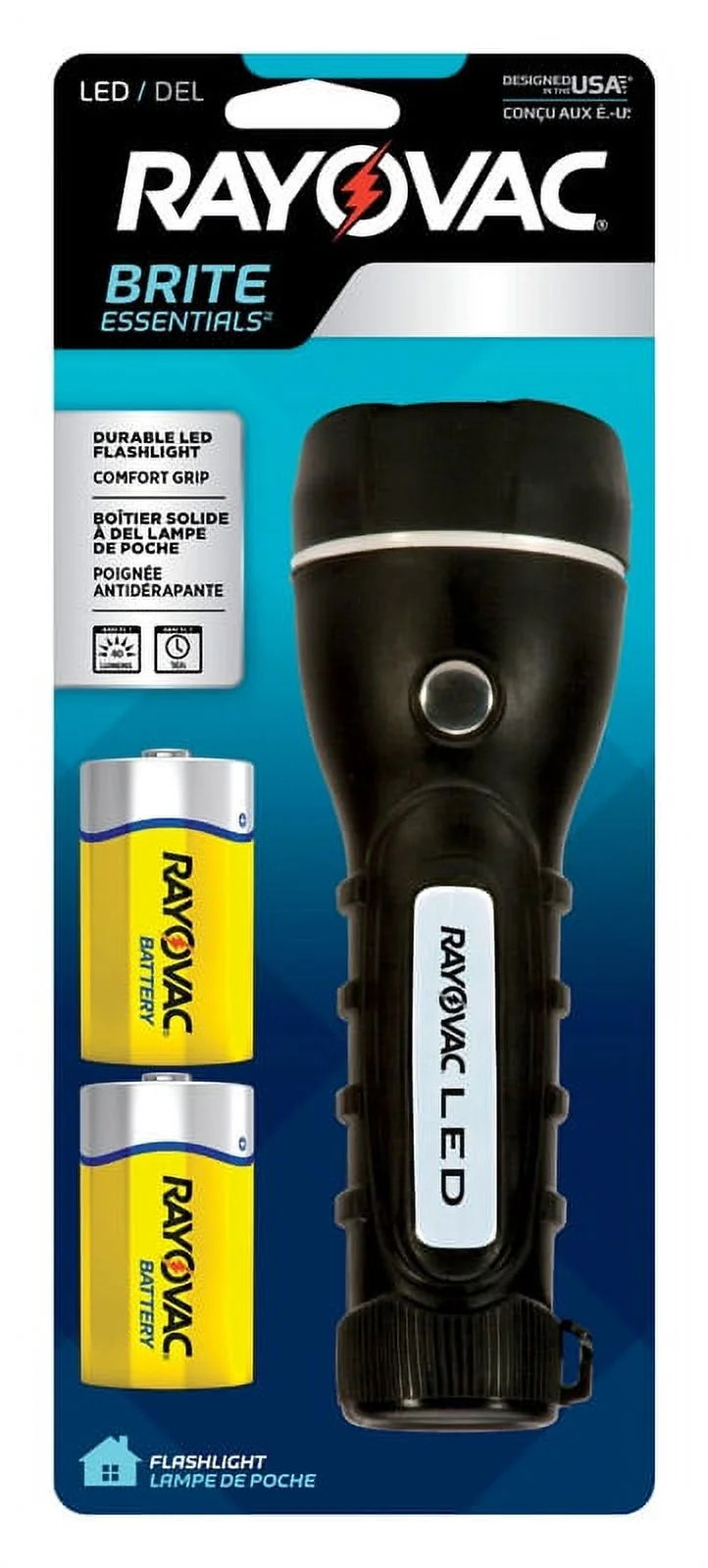 Rayovac Brite Essentials 26 lm Black LED Flashlight AA Battery | Walmart (US)