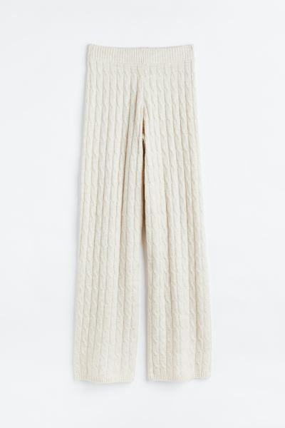 Cable-knit trousers - Natural white - Ladies | H&M GB | H&M (UK, MY, IN, SG, PH, TW, HK)