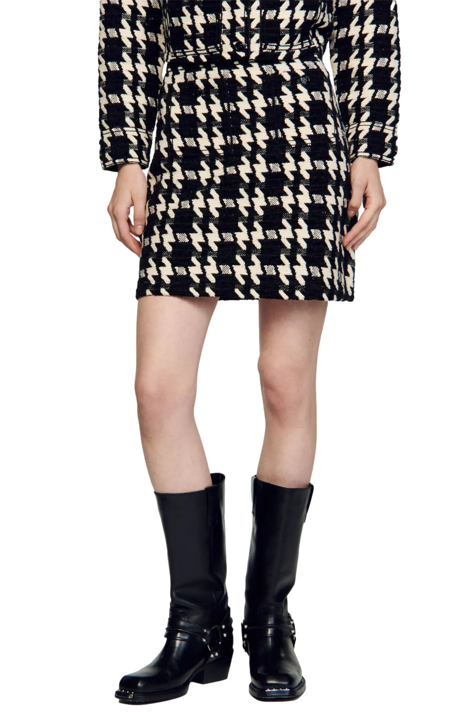 sandro Breene Houndstooth Tweed Miniskirt | Nordstrom | Nordstrom