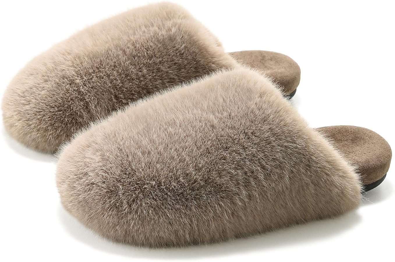 Women's Fuzzy Slide Slippers - Cozy Fleece Lining and Rubber Insoles & Non-Slip Rubber Sole for I... | Amazon (US)