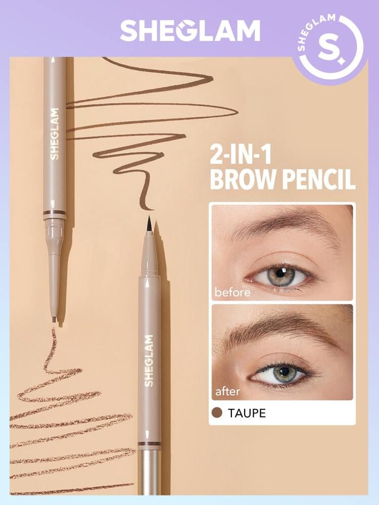 SHEGLAM Brows On Demand 2-in-1 Brow Pencil - Taupe | SHEIN