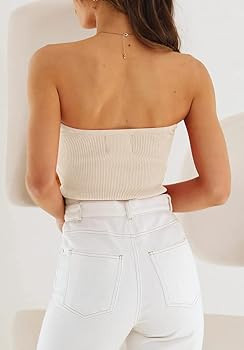 EFAN Womens Tube Tops Summer Sweater Twist Knot Front Knit Bandeau Strapless Ribbed Sleeveless Y2... | Amazon (US)