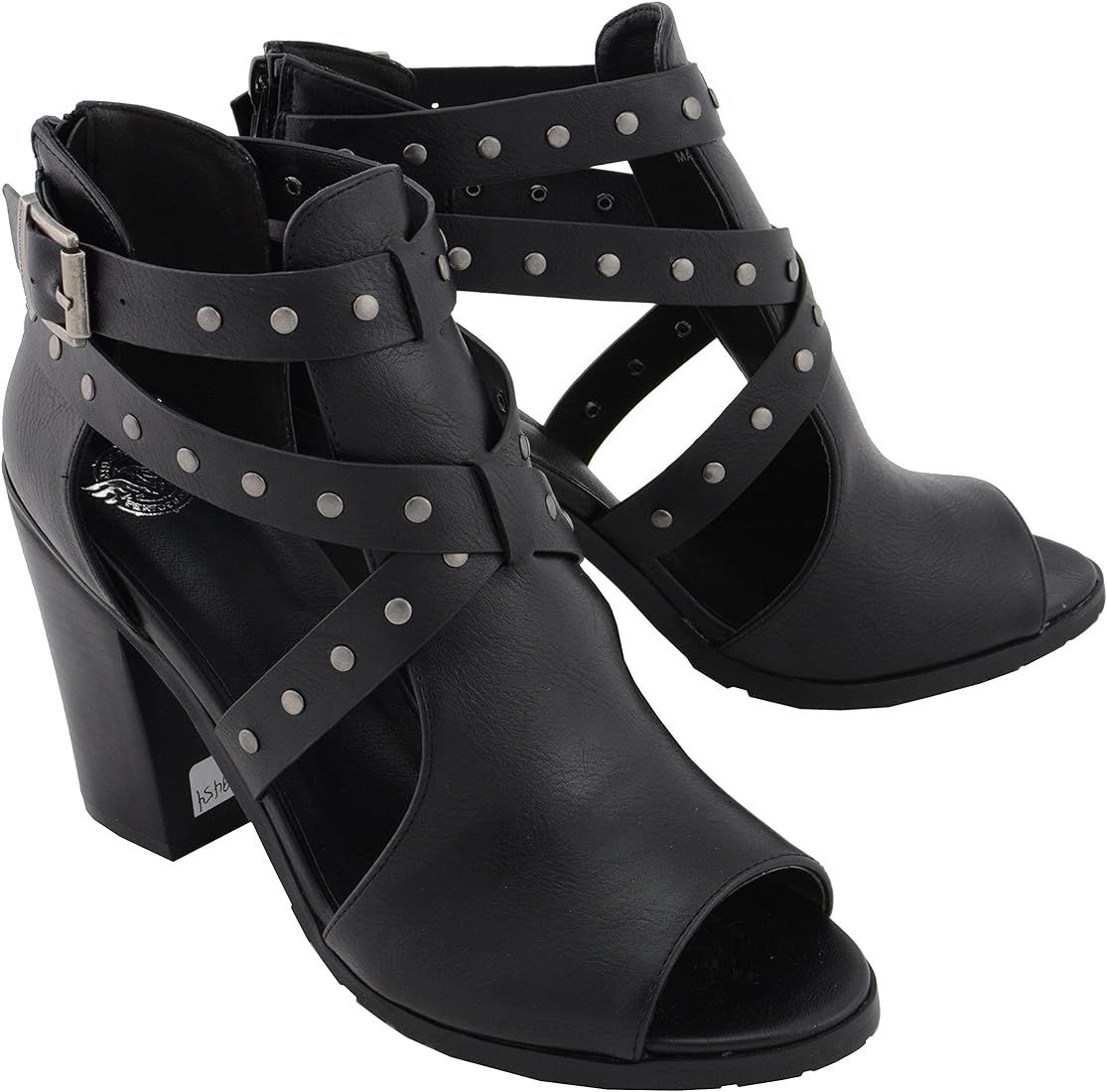 Milwaukee Leather MBL9454 Women's Heel Black Studded Strap Sandal with Platform Heel | Amazon (US)
