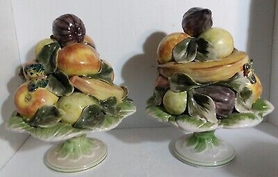 Vintage Set 2 Ceramic Fruit Topiary 8.5" Centerpieces Italy Nora Fenton 105/58 | eBay US