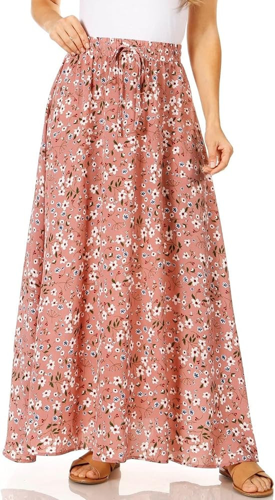 Maxi Skirts for Women Reg & Plus Size Women's Long Skirts, Flowy Summer Skirt Aline Elastic High ... | Amazon (US)