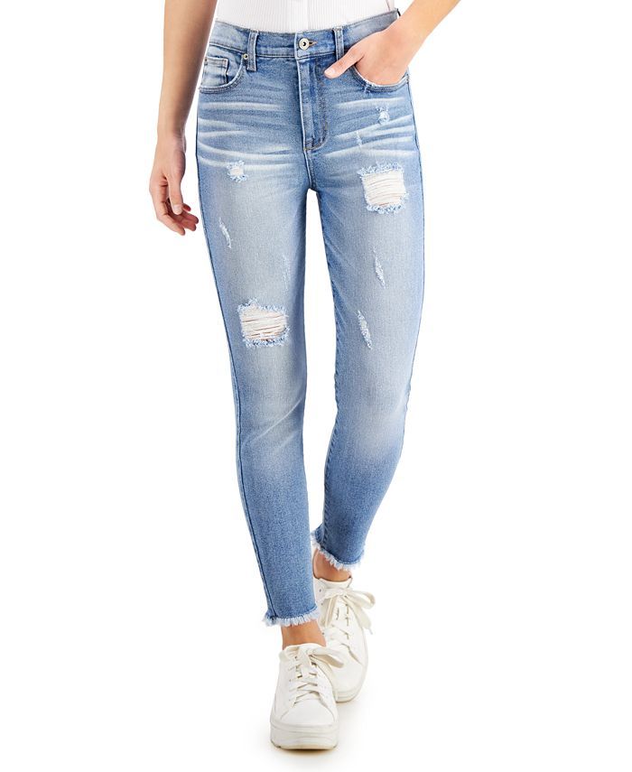Celebrity Pink Juniors' High Rise Ripped Skinny Jeans & Reviews - Jeans - Juniors - Macy's | Macys (US)