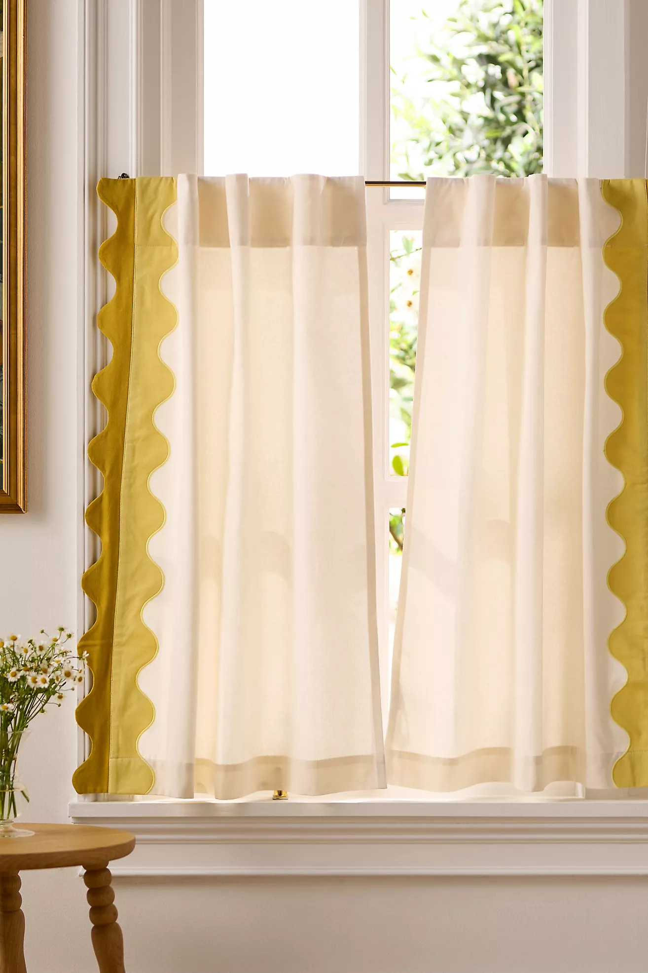 Maeve Scalloped Cotton Cafe Curtain, Set of 2 | Anthropologie (US)