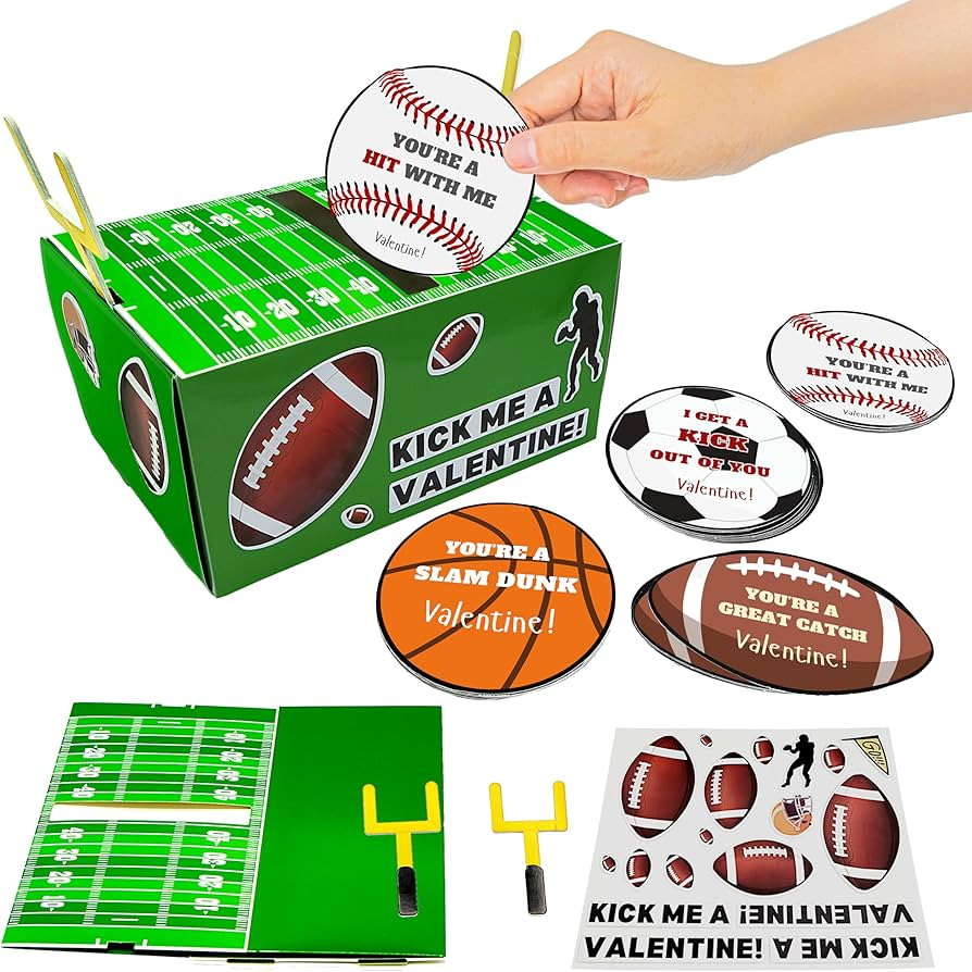 4E's Novelty DIY Football Valentine Mailbox Kit Craft Kit with 36 Valentines Sports Cards for Kid... | Amazon (US)