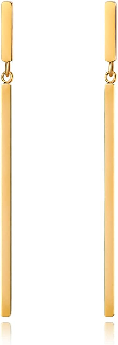 FAMARINE Gold Geometric Drop Earrings, Rectangle Dangle Earrings for Women Girls Costume Jewelry | Amazon (US)