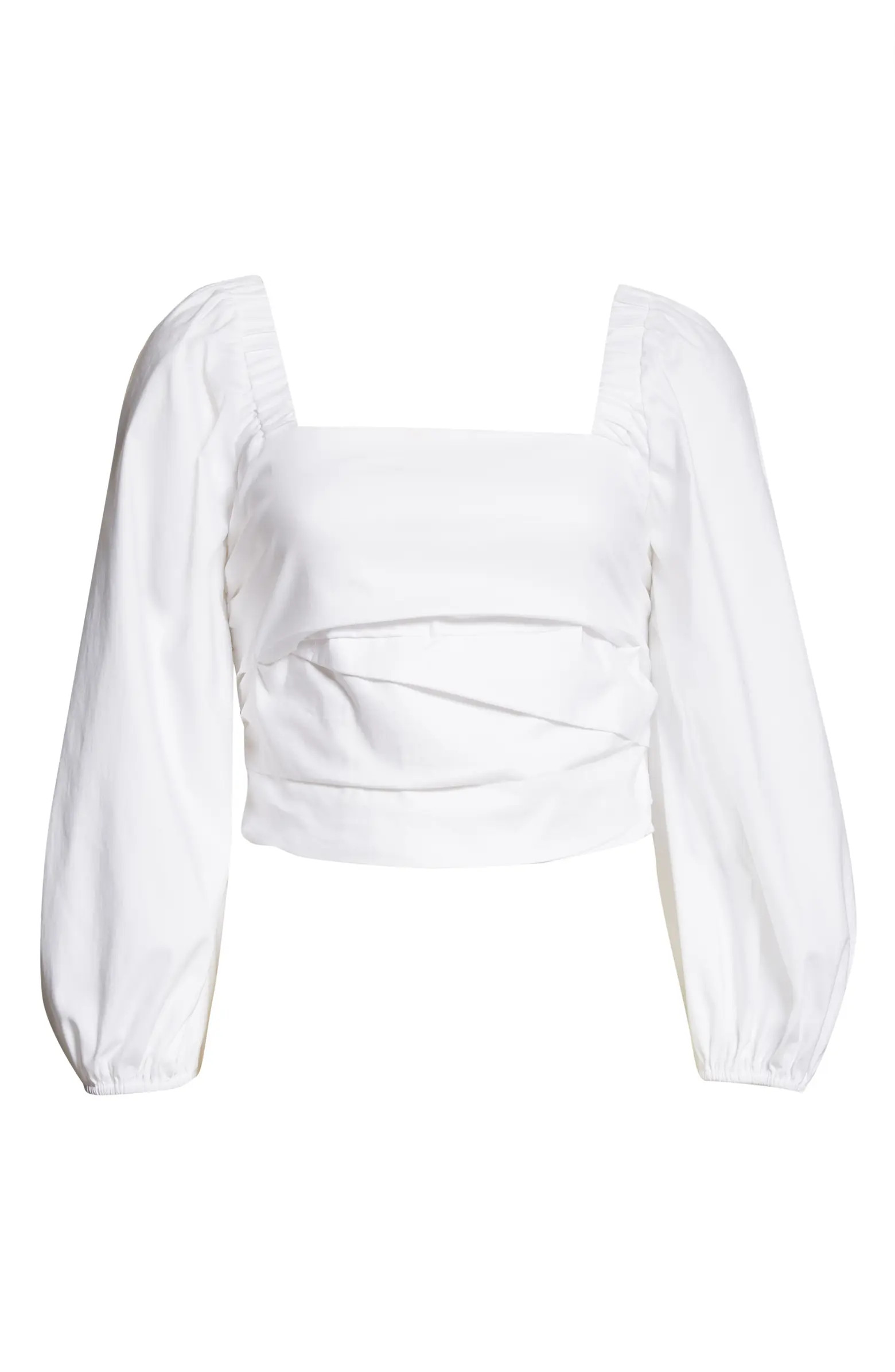 Kayla Puff Sleeve Square Neck Cotton Blend Top | Nordstrom