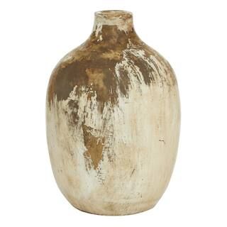 13 in. Textured Beige and Brown Ceramic Decorative Vase | The Home Depot