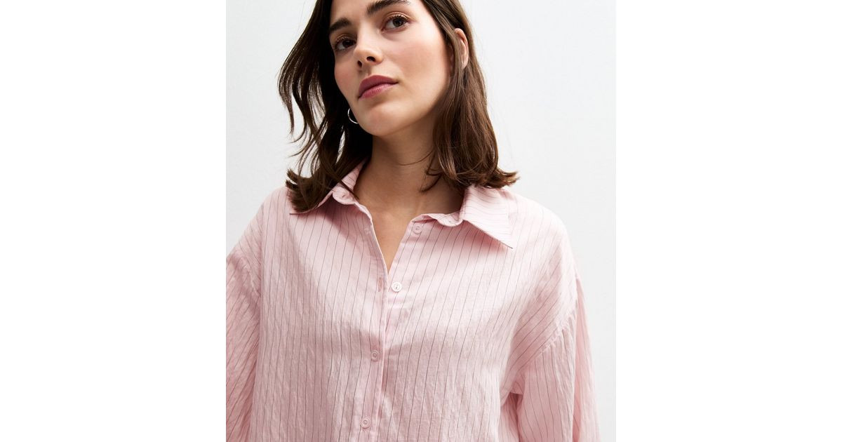 Pink Oversized Striped Shirt | New Look | New Look (UK)
