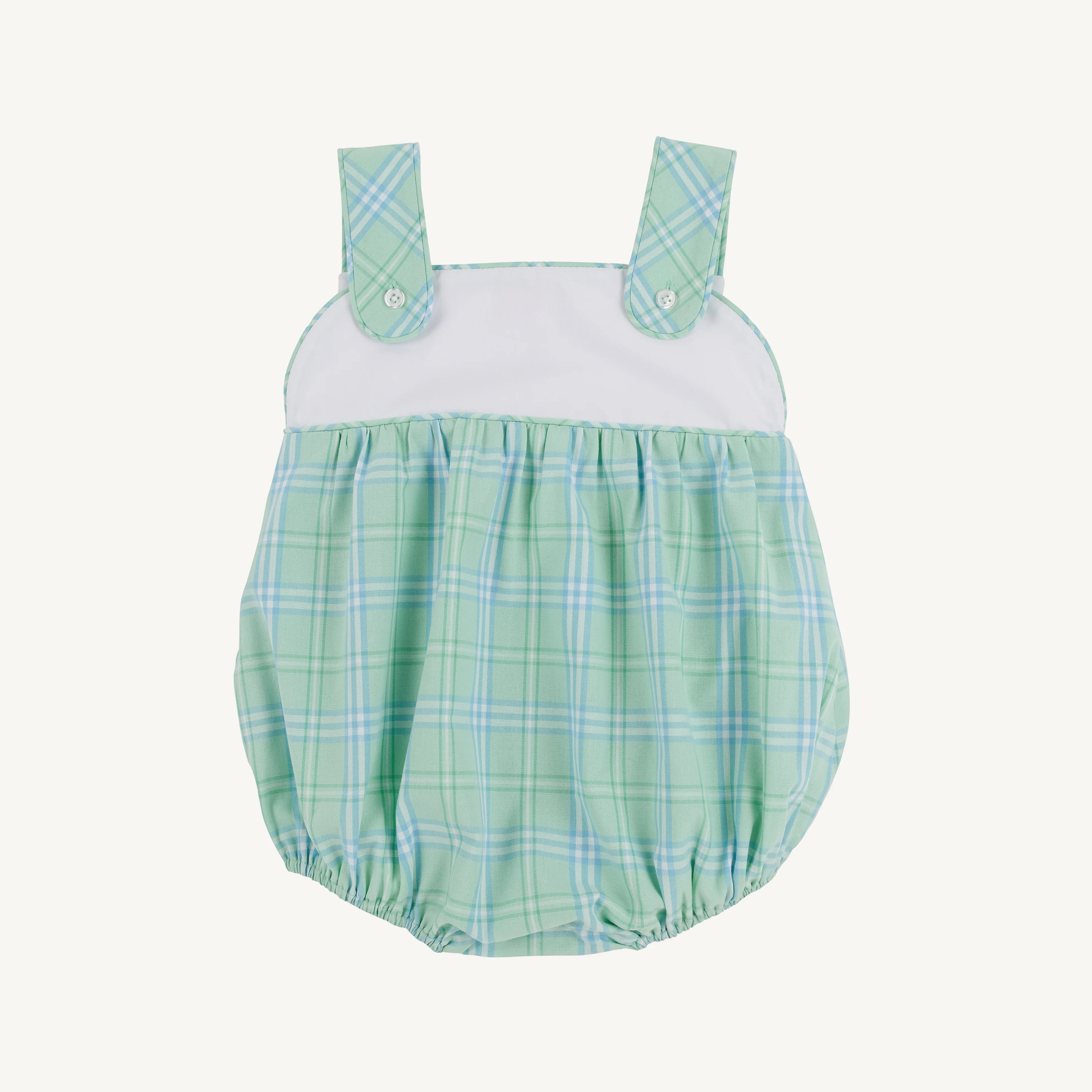 Bingham Bubble - Pelham Bay Plaid (Green) with Worth Avenue White | The Beaufort Bonnet Company