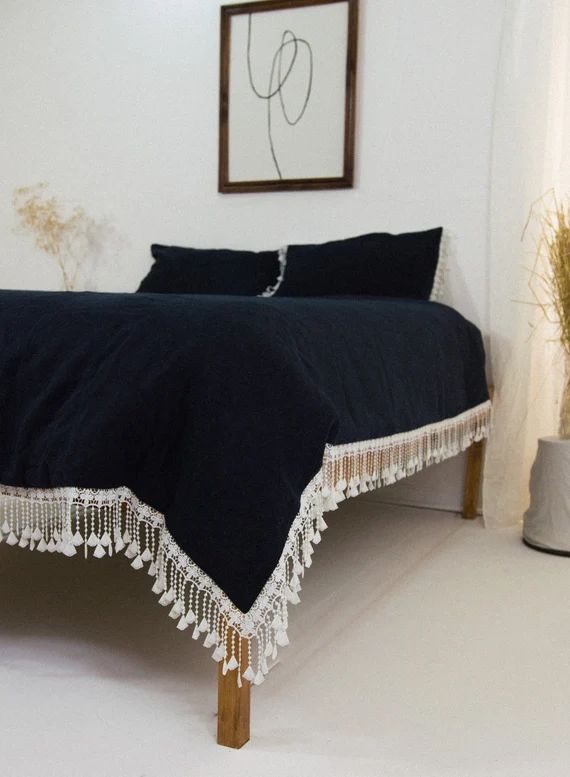 Linen bedding set with white lace linen duvet cover  2 | Etsy | Etsy (DE)