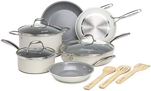 Goodful 12 Piece Cookware Set with Titanium-Reinforced Premium Non-Stick Coating, Dishwasher Safe... | Amazon (US)