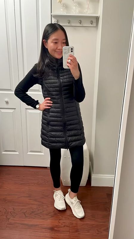 I received a lot of compliments on this light puffer vest. It has zippered pockets too.

I also wear warm layers now that it's really cold out. Available in womens and kids sizing.

I took kids 13 in the top and kids 11-12 in the bottom leggings. The leggings are so toasty and feel like a warm hug. **Make sure you get the HEATTECH leggings labelled "Ultra Warm".

I took size XS. I'm 5' 2.5" and 110 pounds. 